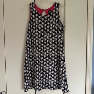 Bobeau Black and White Kids Dress with Palm Design
